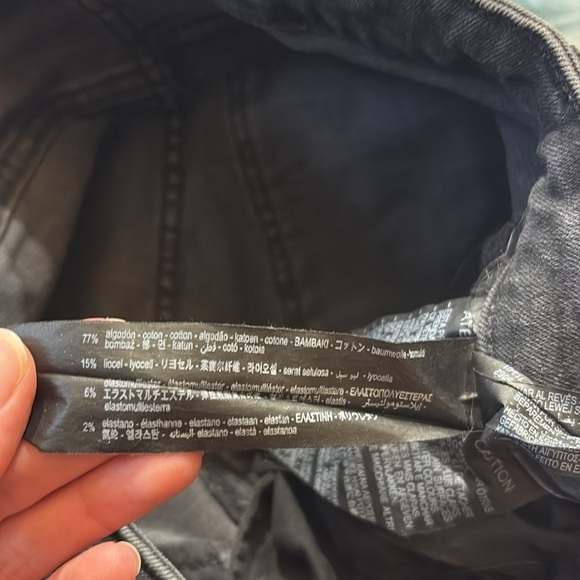 Zara The Skinny Distressed Hem Jeans in Pearl Black sz 6 - Picture 9 of 10